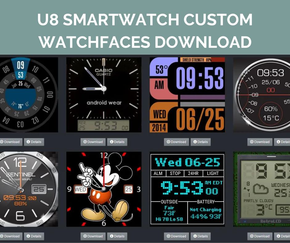 U8 Smartwatch Custom Watchfaces Download